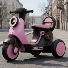 Детский мотоцикл скутер M 6298BR-8 розовый с пультом